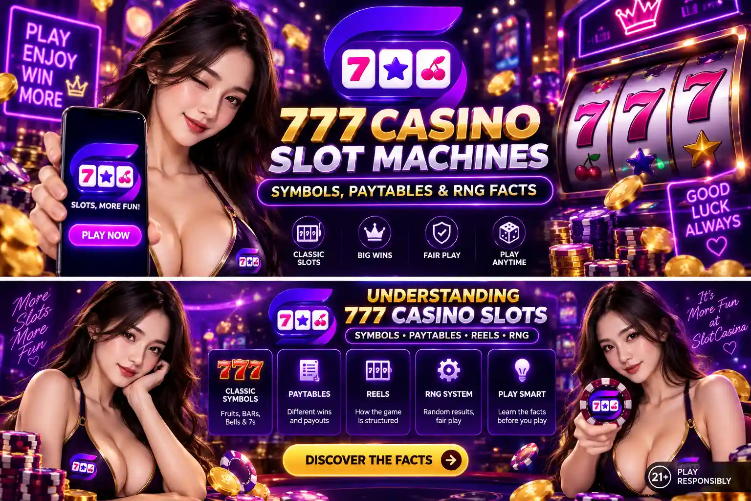 Classic 777 casino slot machine symbols and reels