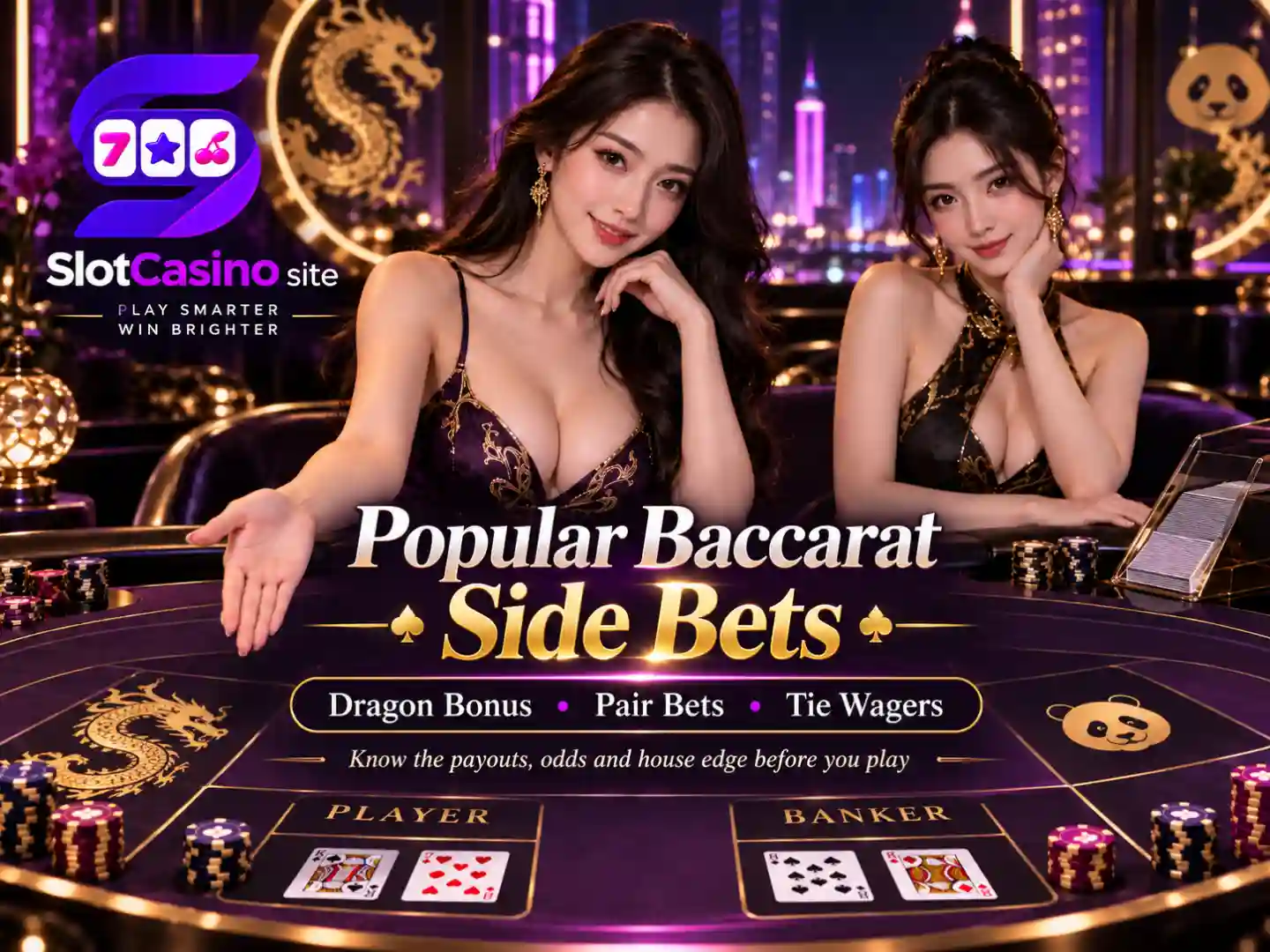 Baccarat side bets payout table comparison for pairs and bonus wagers