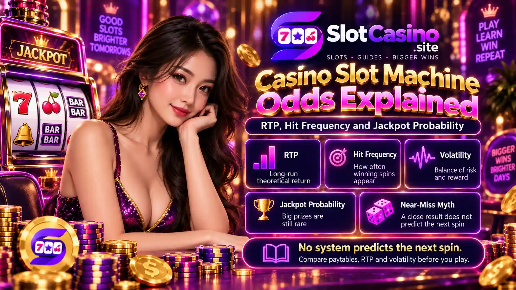 Casino slot probability chart explaining RTP hit rate volatility and jackpot odds