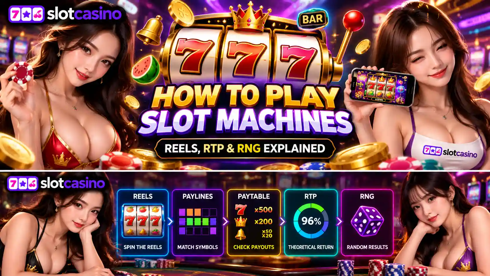 Slot machine reels paylines paytable RTP volatility and RNG explained for beginners