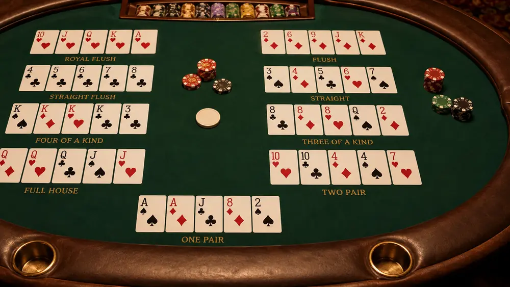 Poker Hands Order: Exact Five-Card Combination Counts