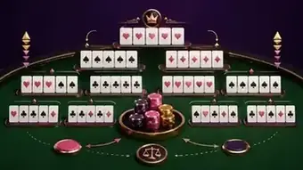 Illustration showing several poker hand groups and a central pot